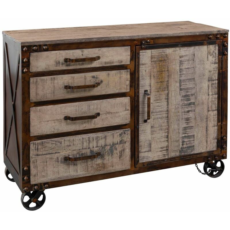 Buffet 120x46 Manguier laqué Brun heavy industry 225