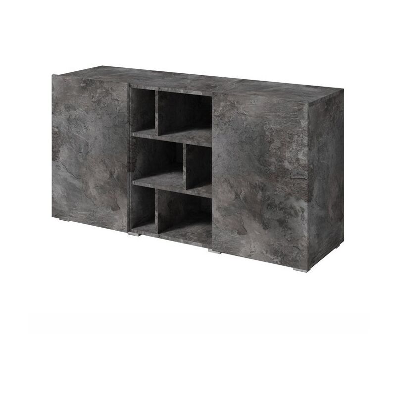 Buffet narva 130 cm effet ardoise - 2 portes et 6 niches - 132.4 x 68.1 x 39.5 cm