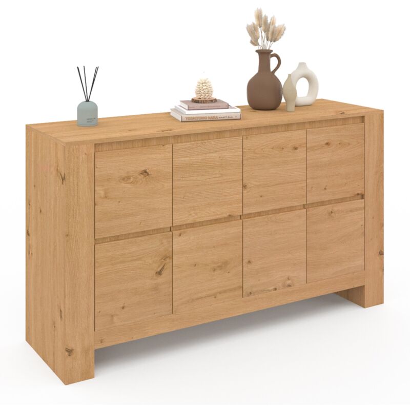 Buffet 140 cm alabama 4 portes bois façon chêne