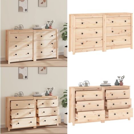 Buffet 140x35x80 cm Bois massif de pin - Buffet En Bois - Meuble De Rangement - Buffet Design - Buffet Moderne - Buffet Rustique - Home & Living