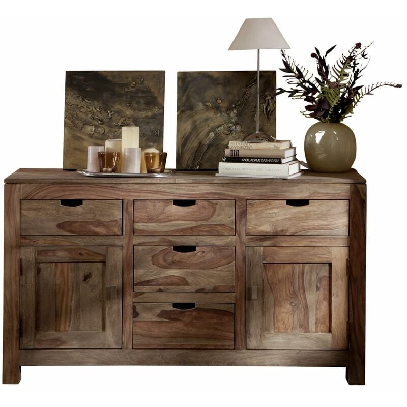 Massivmoebel24 - Buffet 140x42 Palissandre huilé Gris taupe nature grey 80