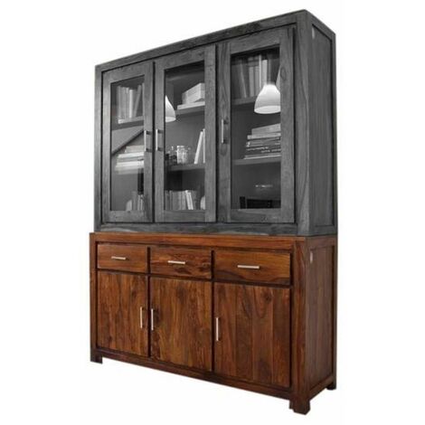 Buffet 150x45x85cm - Bois de Sheesham/Palissandre laqué (Life honey) - METRO LIFE 113 - brun