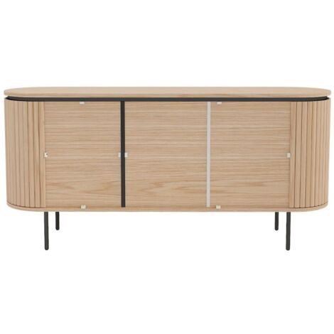 Buffet 160 cm 3 portes chêne clair et noir – Collection SÖREN