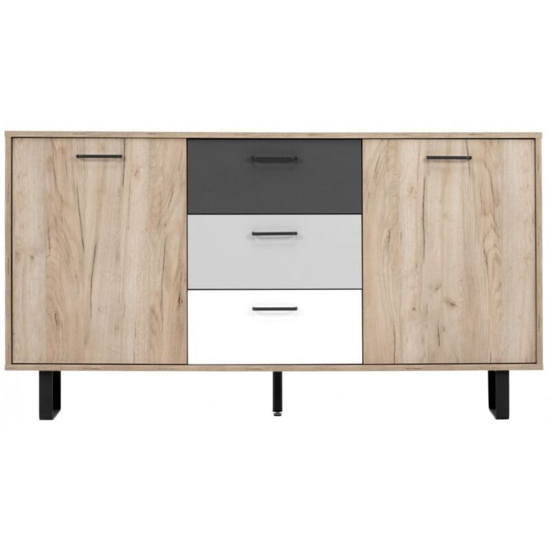 Buffet 160 x 86 h cm chêne clair et gris - Chioggia