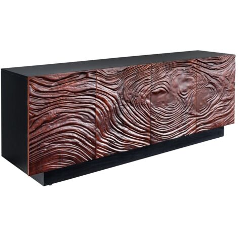 Buffet 175 cm 4 portes bois massif acacia noir et noyer foncé – Collection GAÏA