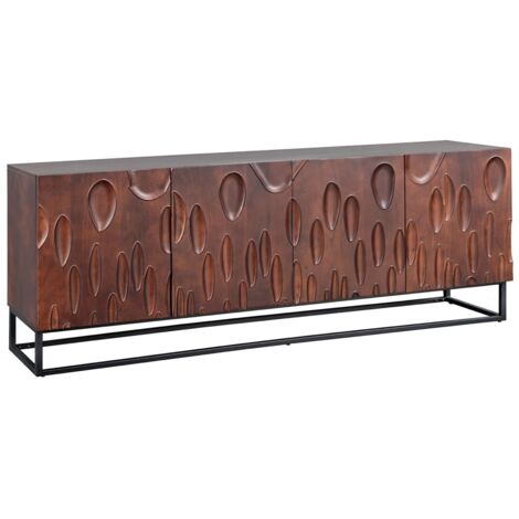 Buffet 175 cm 4 portes bois massif acacia noyer foncé – Collection ORIGIN