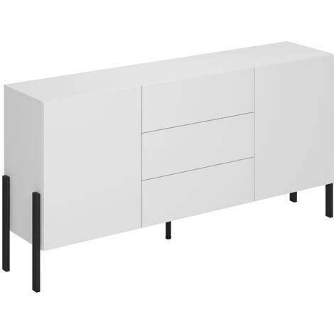 Buffet 2 ante 3 cassetti Bérénice bianco opaco e nero 90cm