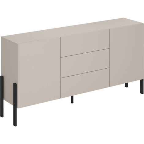 Buffet 2 ante 3 cassetti Bérénice cashmere e nero 90cm
