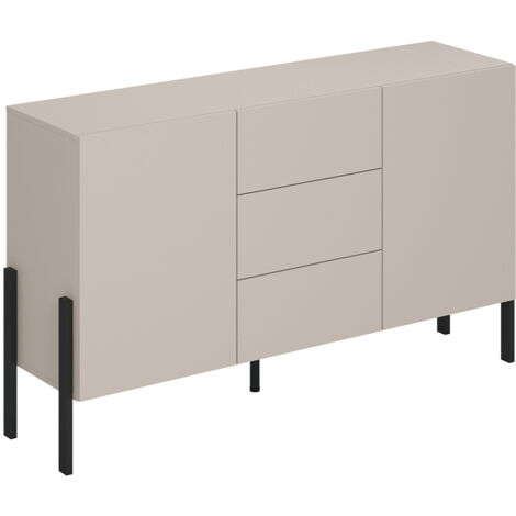 Buffet 2 ante 3 cassetti Bérénice cashmere e nero 90cm