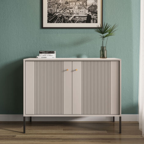 Buffet 2 portes 104,5x39x79 cm crème et noir - LISA