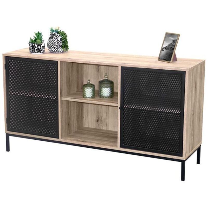M&s - Buffet 2 portes 140x40x75 cm naturel et noir - tanami M&s - Buffet 2 portes 140x40x75 cm naturel et noir - tanami