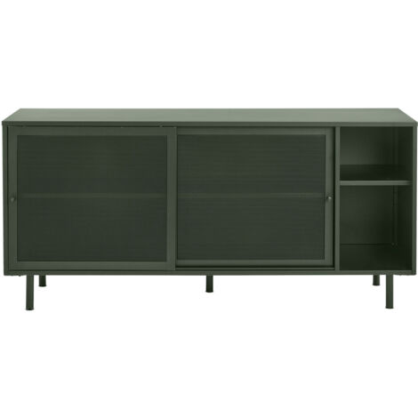 Buffet 2 portes, 2 niches en métal L160cm - Vert olive - KISO