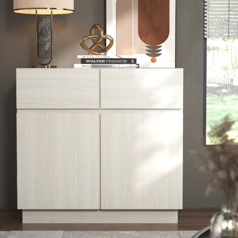 Buffet 2 portes 2 tiroirs GALANO Anderson – Enfilade Organiseur de rangement pour votre maison – Buffet de rangement – ​​Étagères réglables – Couleur nouveau blanc