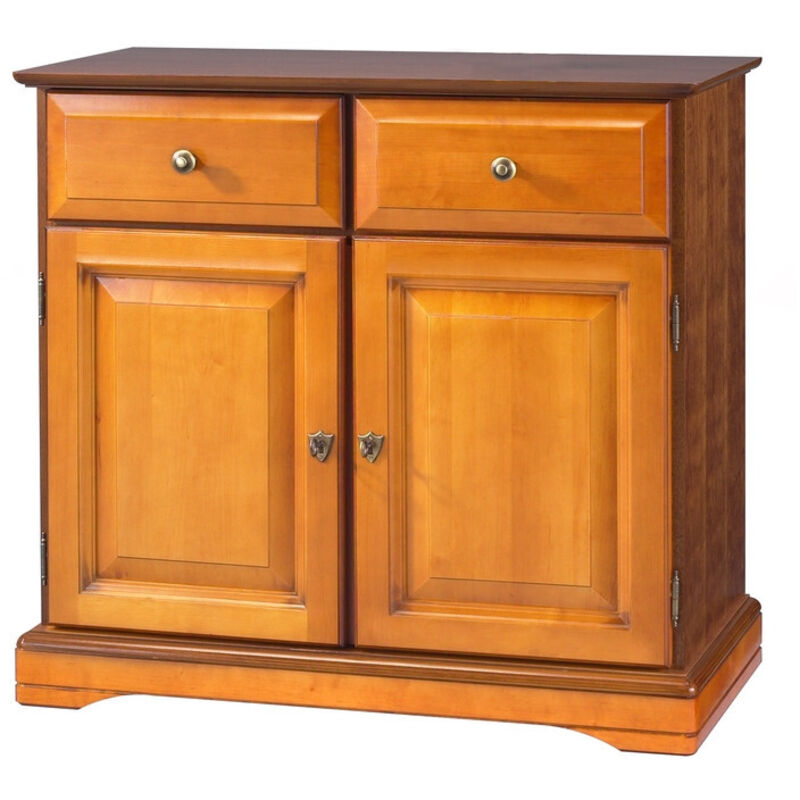 Buffet 2 Portes 2 Tiroirs Merisier 2 Niches L 82.4 H 77.2 P 41 cm