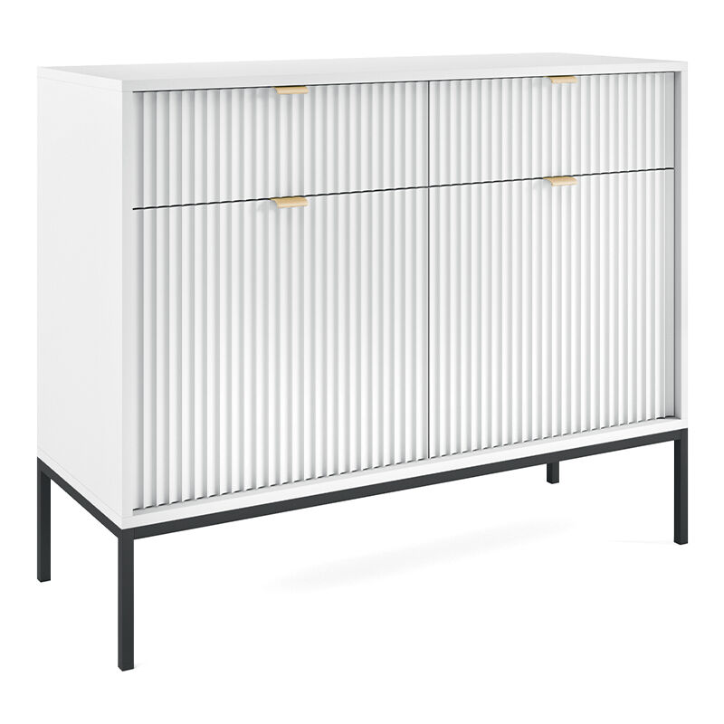 Buffet 2 portes 2 tiroirs Rava Blanc