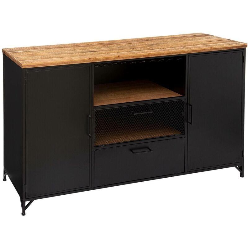 Buffet 2 portes Cierna noir 140x85cm - Atmosphera créateur d'intérieur