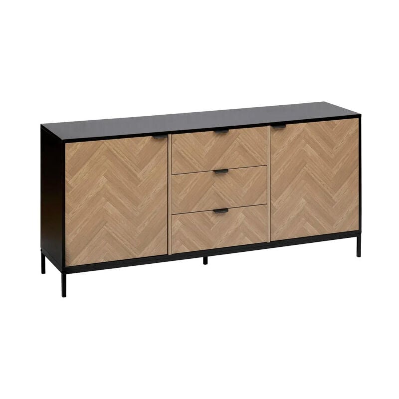 5five Simply Smart - Buffet 2 Portes & 3 Tiroirs 'Chevrons' 160cm Naturel & Noir
