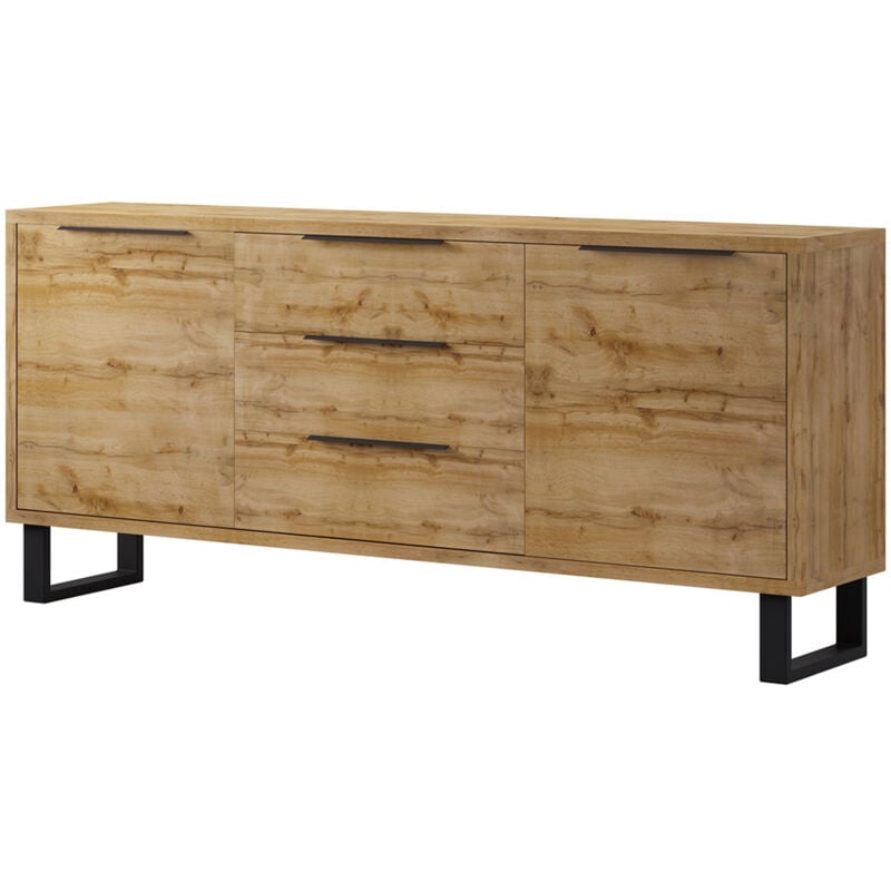 Petits-meubles - Buffet 2 portes 3 tiroirs Eden Bois et Metal