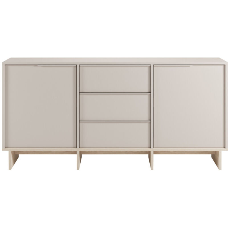 Buffet 2 portes 3 tiroirs en bois et métal L176cm - Beige - Harriet Buffet 2 portes 3 tiroirs en bois et métal L176cm - Beige - Harriet