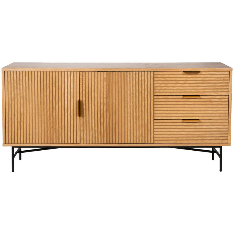 Drawer - Buffet 2 portes 3 tiroirs en bois L160cm - Bois clair - sveg