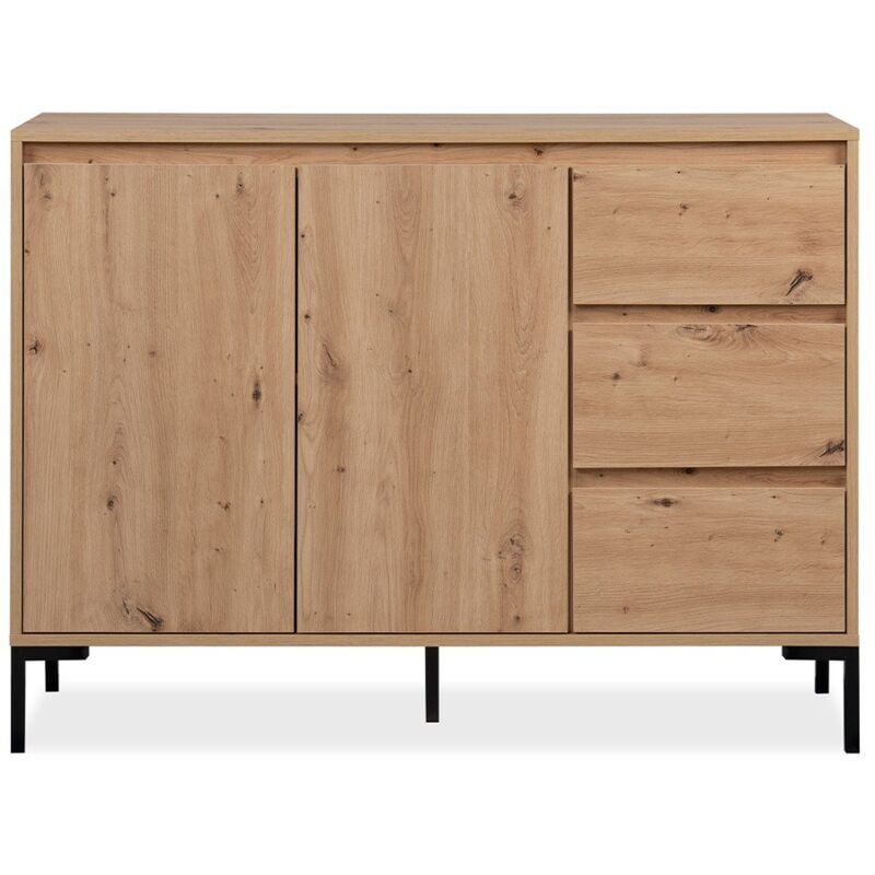 Finori - calicosy - Buffet 2 portes 3 tiroirs et 1 étagère L120 cm - plock