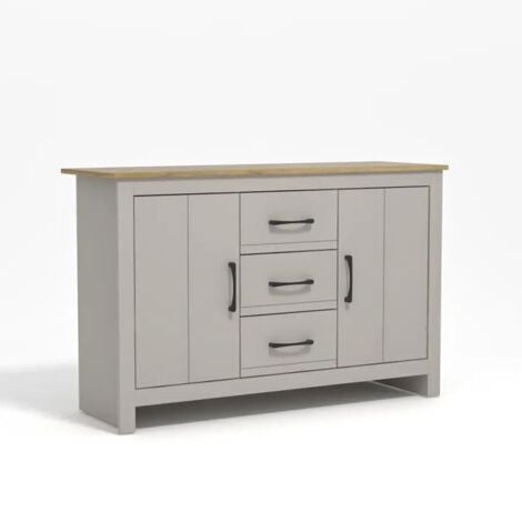 Meuble de Rangement GALANO Limestone 2 Portes 3 Tiroirs, 119 x 76.1 x 39.5 cm, Style Moderne, Couleur vert kale