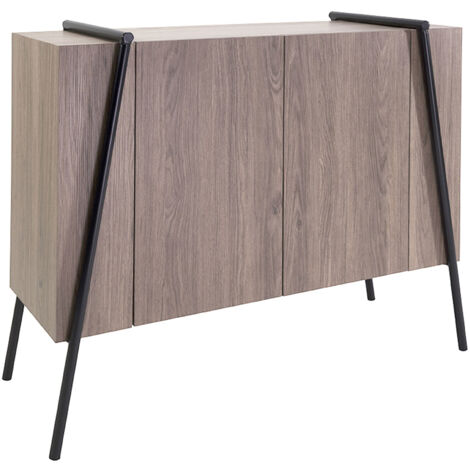Buffet 2 portes 90x34x78cm en bois et métal - NERO