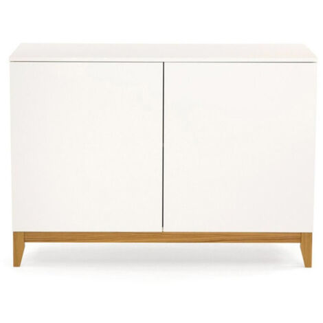 Buffet 2 Portes "Blanco" 120cm Blanc & Chêne