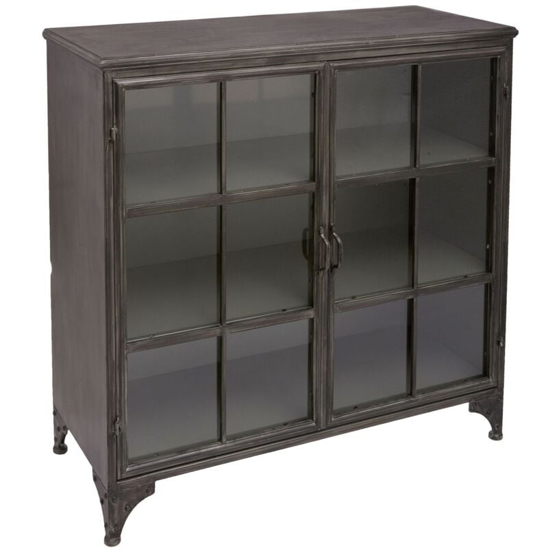 Atmosphera - Buffet 2 portes Broc métal gris 102x101cm créateur d'intérieur
