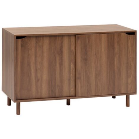 Buffet 2 portes coulissantes coloris effet bois foncé - Longueur 120 x Profondeur 40 x Hauteur 72 cm