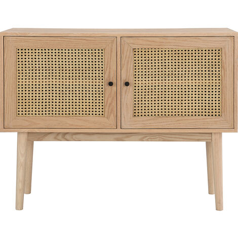 Buffet 2 portes en bois et cannage naturel 100 cm - Eden