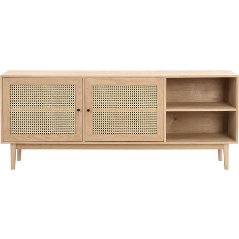 Buffet 2 portes en bois et cannage naturel 170 cm - Eden