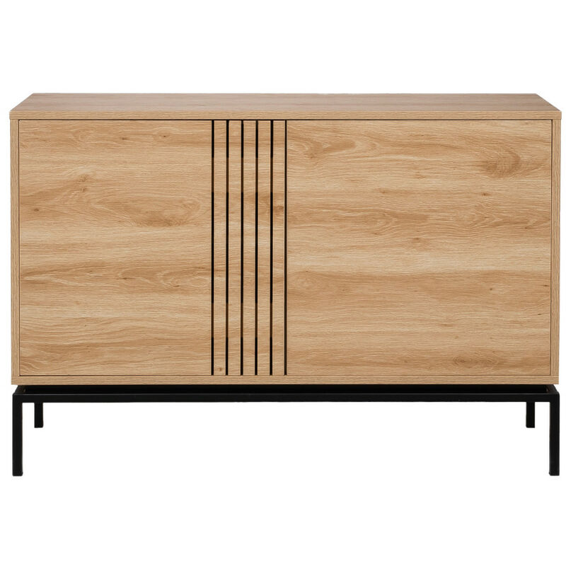 Drawer - Buffet 2 portes en bois et métal L120cm - Bois clair - krokom