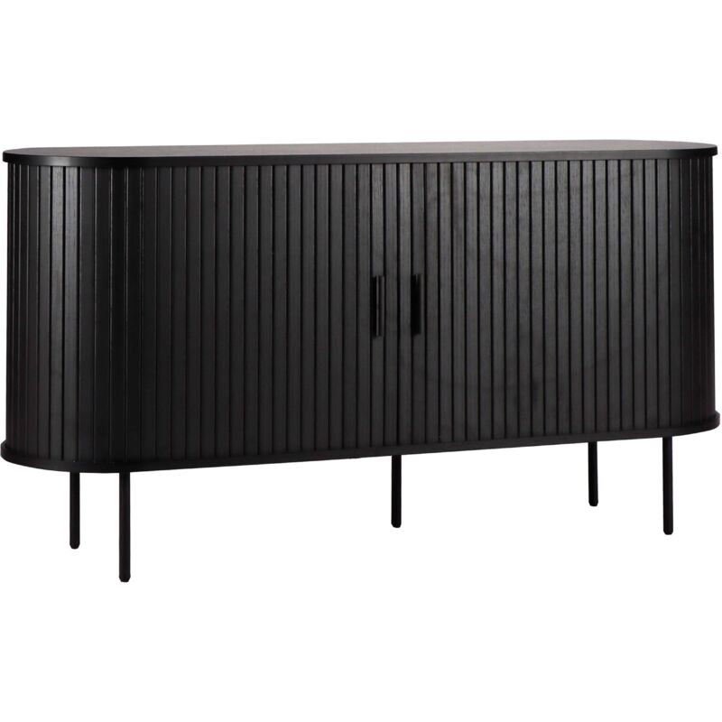 Oviala – Buffet 2 portes en mélaminé et métal noir 140 cm – Design bohème – Capacité de charge 30 kg – Dimensions 76x40 cm