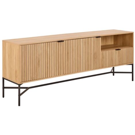 Buffet 2 portes et 2 étagères effet tasseaux BAÏKAL
