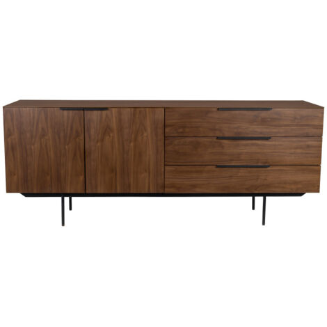 Buffet 2 portes et 3 tiroirs 180x45x71 cm décor noyer - TRAVIS