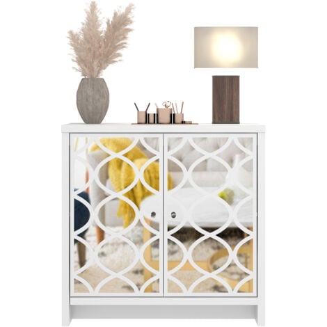 Buffet 2 portes GALANO Iris – Armoire Enfilade à tiroirs de rangement pour salon, chambre ou cuisine – Couleur blanc