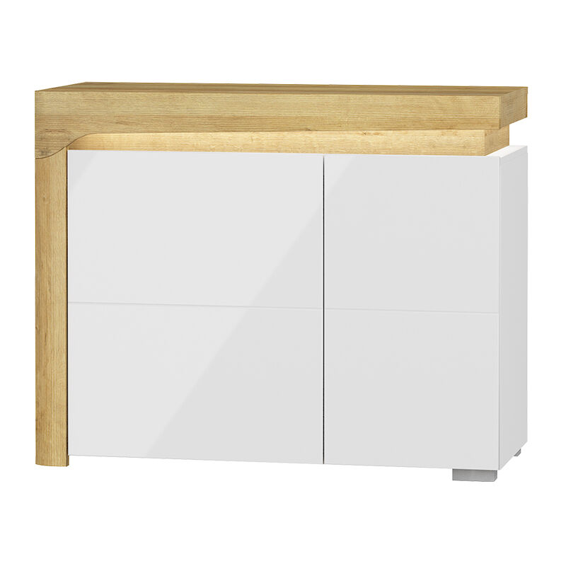Petits-meubles - Buffet 2 portes led inclus Teo Blanc et Bois