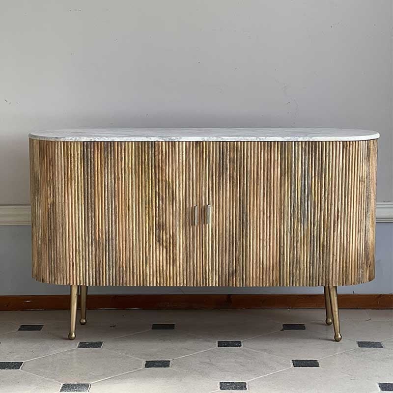 La Grande Prairie - Buffet 2 portes manguier massif et plateau marbre 145x41x86cm