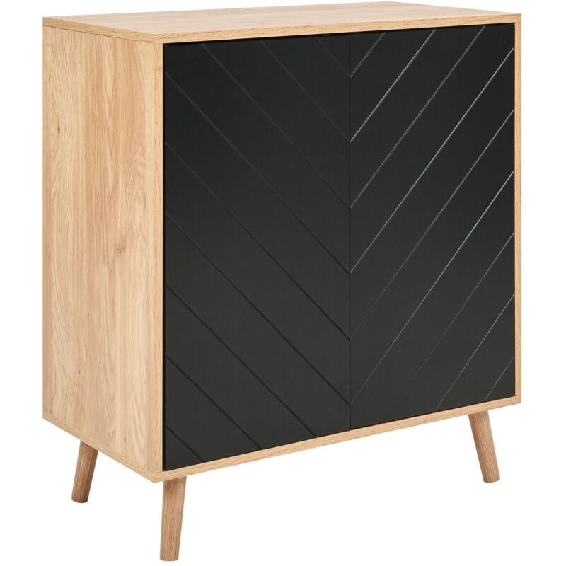 Beliani - Buffet 2 Portes mdf et Placage Effet Bois Clair et Noir Rangement Chambre Bristow