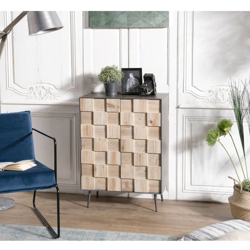 Macabane - clemence - Buffet 2 portes bois Sapin et pieds métal