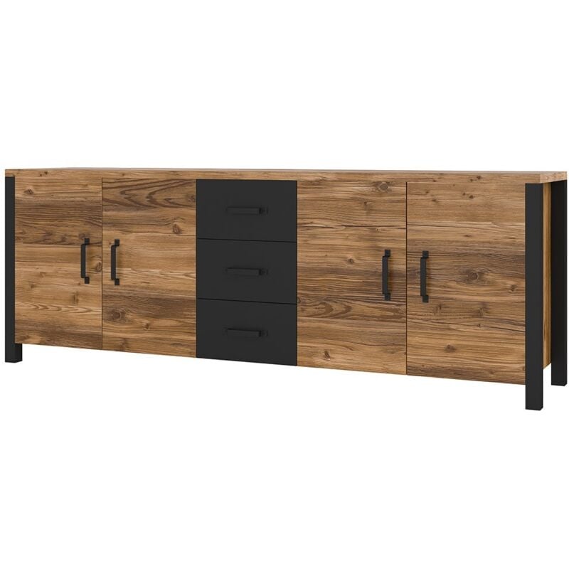 Buffet darwin – 220 cm en épicéa et noir mat