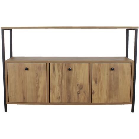 Buffet 3 ante effetto legno L120 cm - NERO