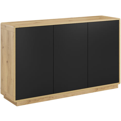 Buffet 3 ante Raven nero opaco e marrone 75cm