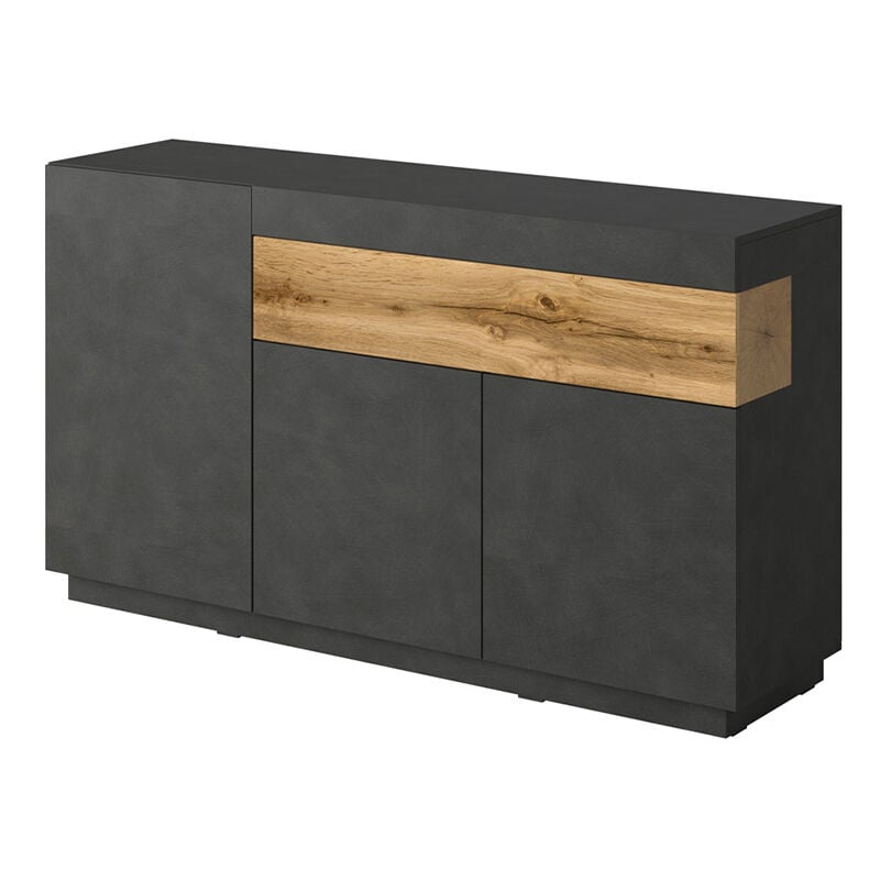 Petits-meubles - Buffet 3 portes 1 tiroir Andrea Gris anthracite et Bois