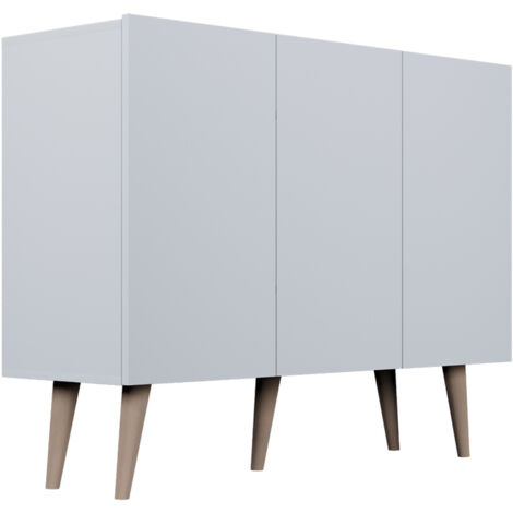 Buffet 3 portes 120x39,9x95,5 cm blanc et naturel - CISKO