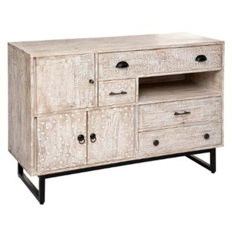 Buffet 3 Portes & 4 Tiroirs "Ajay" 115cm Naturel