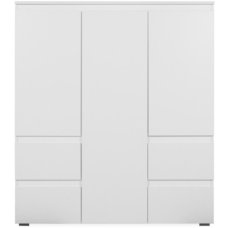 Buffet haut 3 portes, 4 tiroirs et 5 étagères - L116 x H131cm - Calicosy