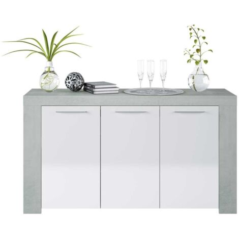 BUFFET 3 PORTES ALODIA - Blanc / Ciment