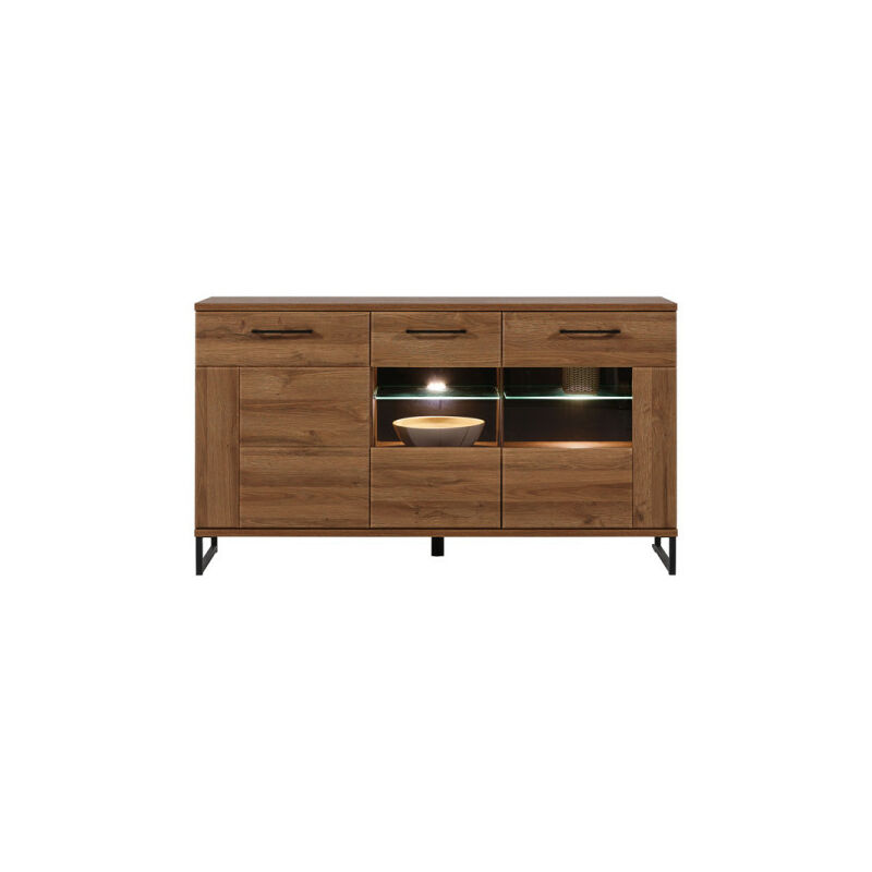 Buffet 3 portes Chêne foncé à LEDs - varsovie - l 150.5 x l 40 x h 84.5 cm